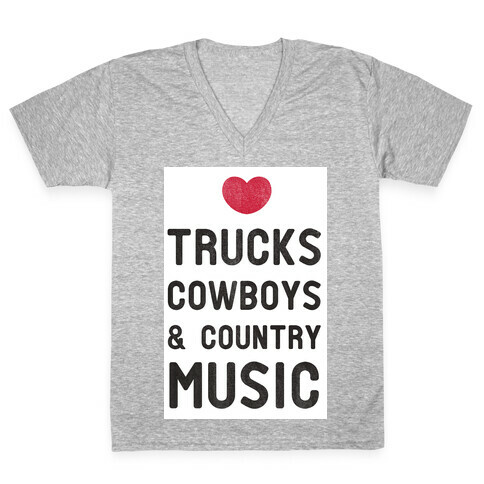 Trucks Cowboys & Country ( Baseball Tee) V-Neck Tee Shirt