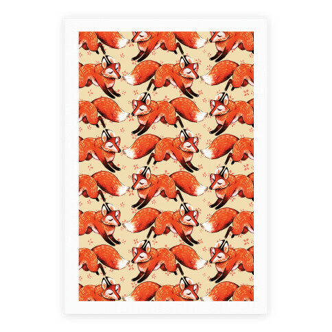 Running Foxes Pattern Poster