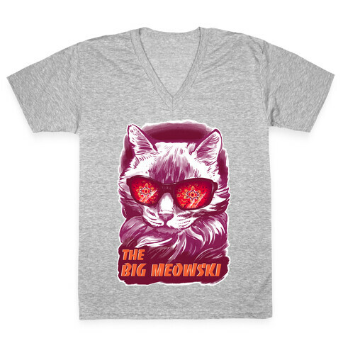 The Big Meowski V-Neck Tee Shirt