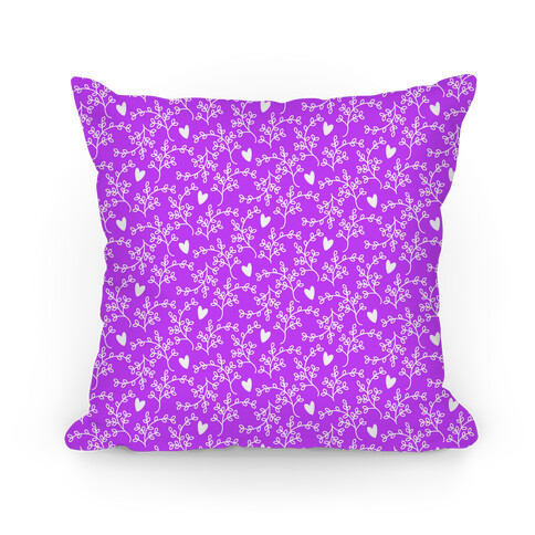 Purple Floral Hearts Pattern Pillow