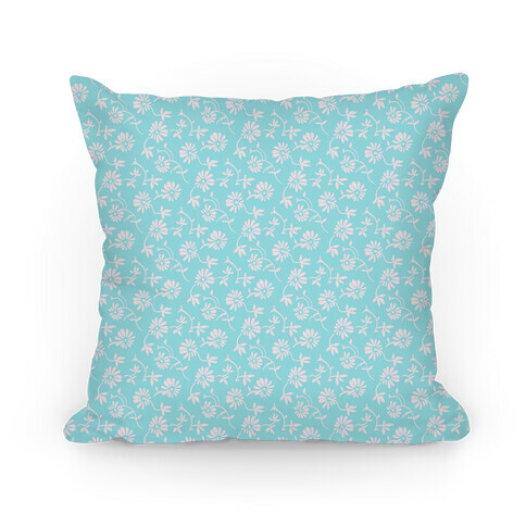 Pretty Little White and Blue Flowers Pattern Pillow