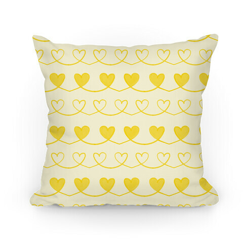 Yellow Heart Doodle Pattern Pillow