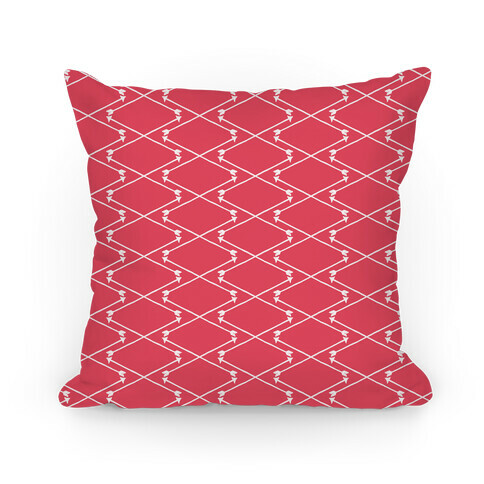 Coral Hipster Bow Arrow Crisscross Pattern Pillow