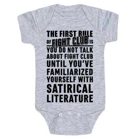 First Rule of Fight Club Satirical Literature Baby One-Piece