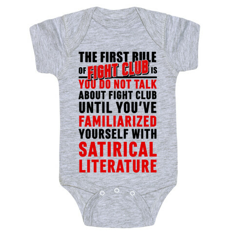 First Rule of Fight Club Satirical Literature Baby One-Piece