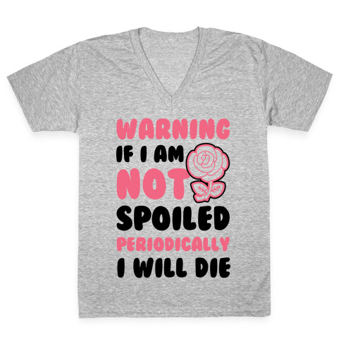 Warning If I Am Not Spoiled Periodically I Will Die V-Neck Tee Shirt