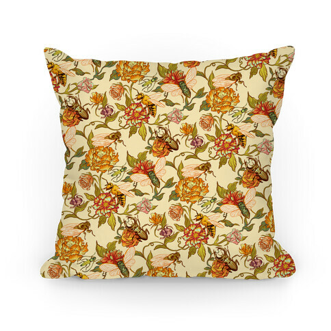 Florals & Hidden Insects Pillow