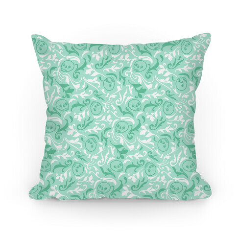 Filigree Flowers and Skulls Pattern Pillow