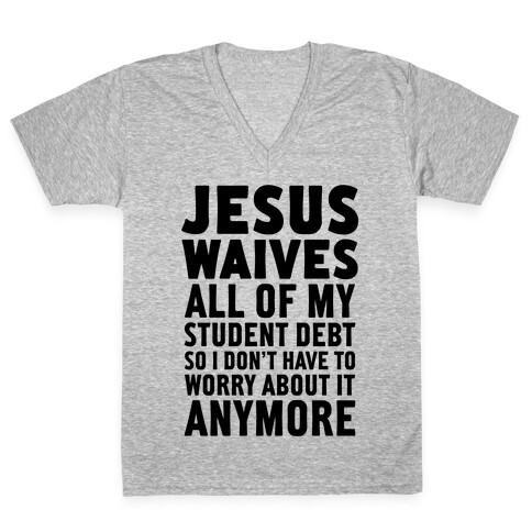 Jesus Waives V-Neck Tee Shirt