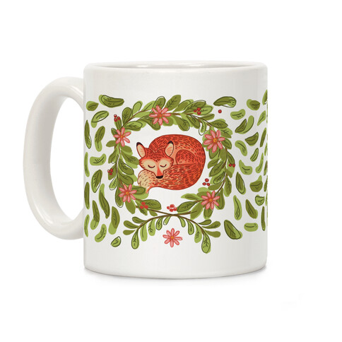 Sleeping Fox Wreath Coffee Mug
