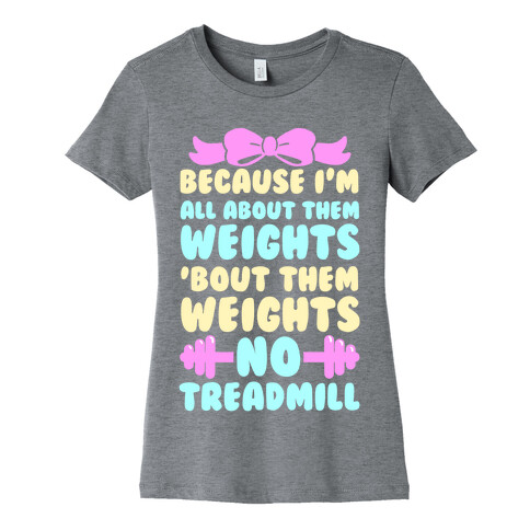 I'm All About Them Weights, 'Bout Them Weights, No Treadmill Womens T-Shirt