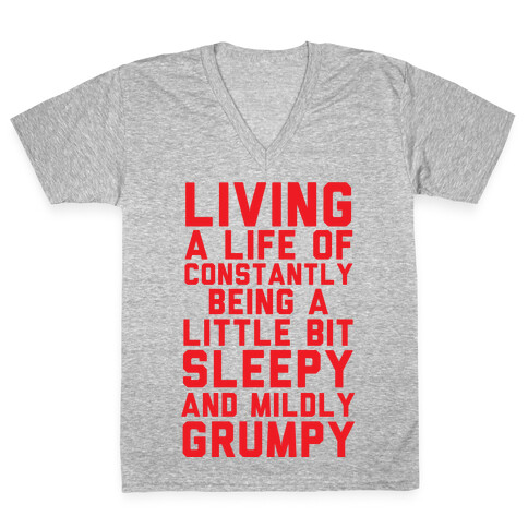 Living A Life Of Constantly Being A Little Bit Sleepy V-Neck Tee Shirt