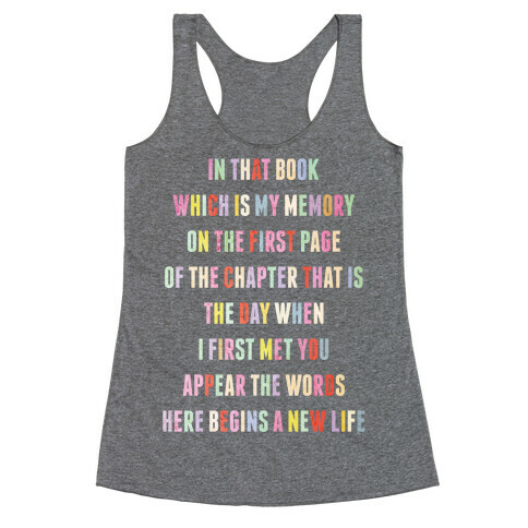 In That Book Which is My Memory Racerback Tank Top