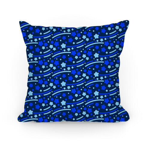 Blue Shooting Stars Pattern Pillow