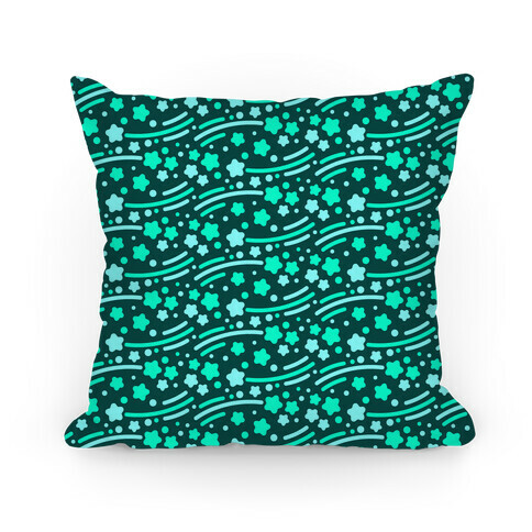 Green Shooting Stars Pattern Pillow