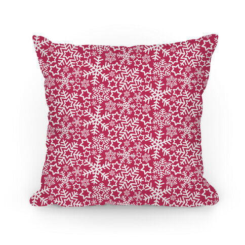 Winter Snowflakes Red Pattern Pillow