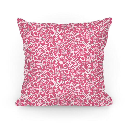 Winter Snowflakes Pink Pattern Pillow
