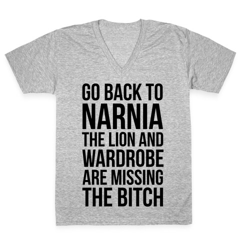 Go Back to Narnia the Lion and the Wardrobe are Missing the Bitch V-Neck Tee Shirt