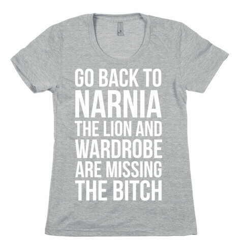 Go Back to Narnia the Lion and the Wardrobe are Missing the Bitch Womens T-Shirt