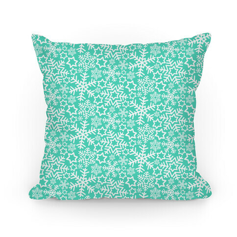 Winter Snowflakes Mint Pattern Pillow