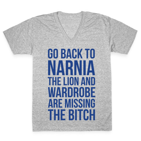 Go Back to Narnia the Lion and the Wardrobe are Missing the Bitch V-Neck Tee Shirt