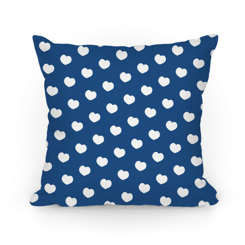Blue Polka Dot Hearts Pillow