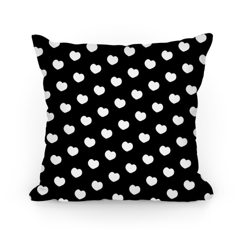 Black and White Polka Dot Hearts Pillow