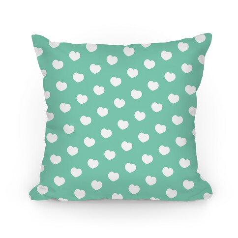 Green Polka Dot Hearts Pillow