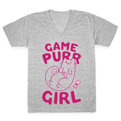 Game Purr Girl V-Neck Tee Shirt