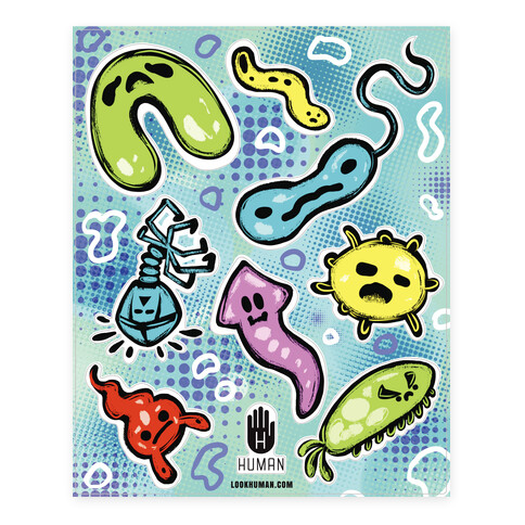 Cute Microbe  Stickers and Decal Sheet