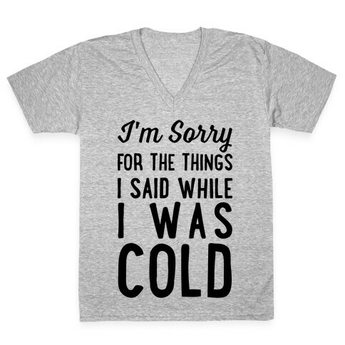 I'm Sorry For The Things I Said While I Was Cold V-Neck Tee Shirt