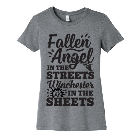 Fallen Angel In The Streets Winchester In The Sheets Womens T-Shirt
