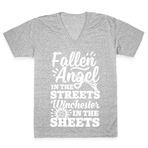 Fallen Angel In The Streets Winchester In The Sheets V-Neck Tee Shirt