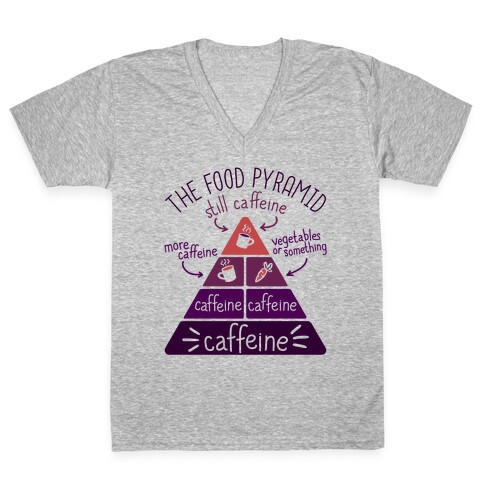 Coffee Food Pyramid V-Neck Tee Shirt