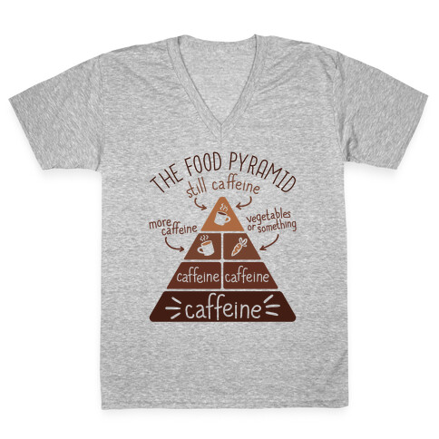 Coffee Food Pyramid V-Neck Tee Shirt