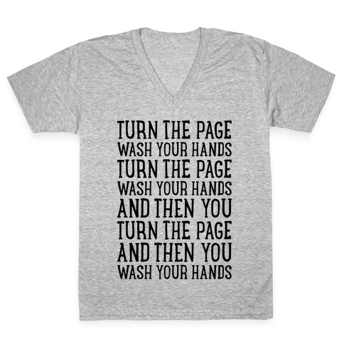 Turn The Page, Wash Your Hands V-Neck Tee Shirt