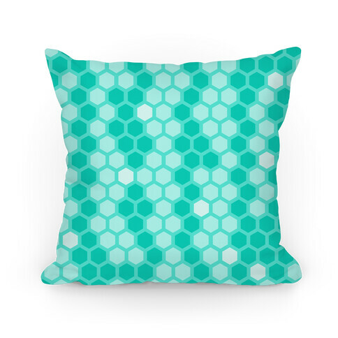 Teal Geometric Honeycomb Pattern Pillow