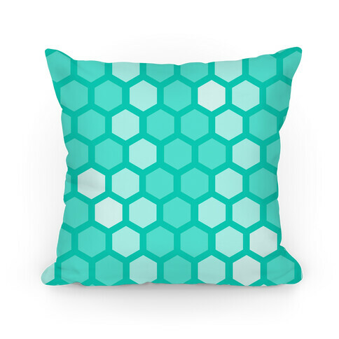 Large Teal Geometric Honeycomb Pattern Pillow