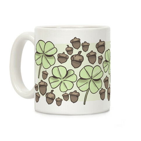 Acorn And Four Leaf Clover Pattern Coffee Mug