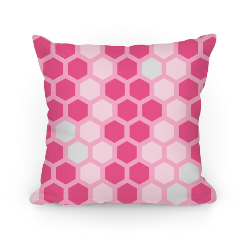 Large Pink Geometric Honeycomb Pattern Pillow