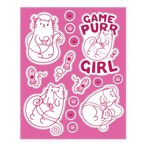 Gamer Cats  Stickers and Decal Sheet