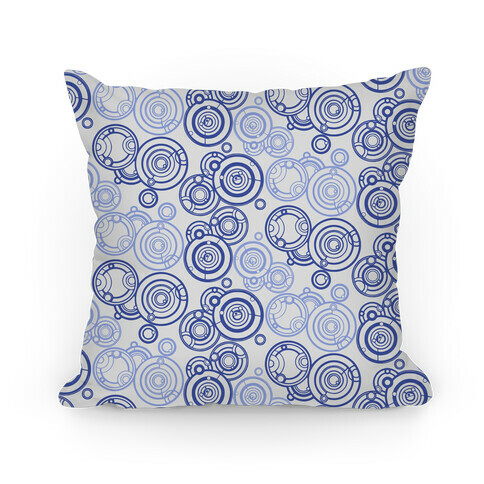 Gray and Blue Gallifreyan Writing Pattern Pillow