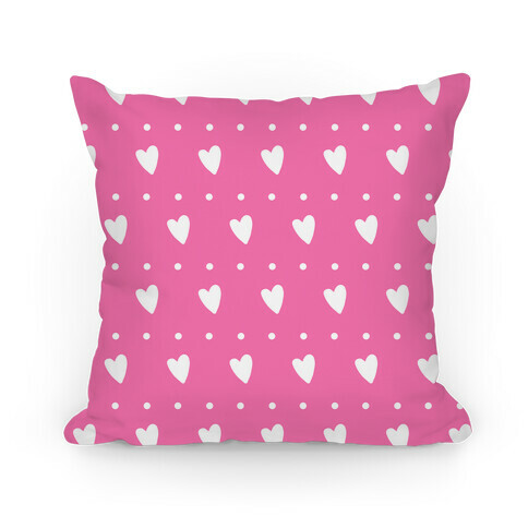 Pink Hearts and Dots Pattern Pillow