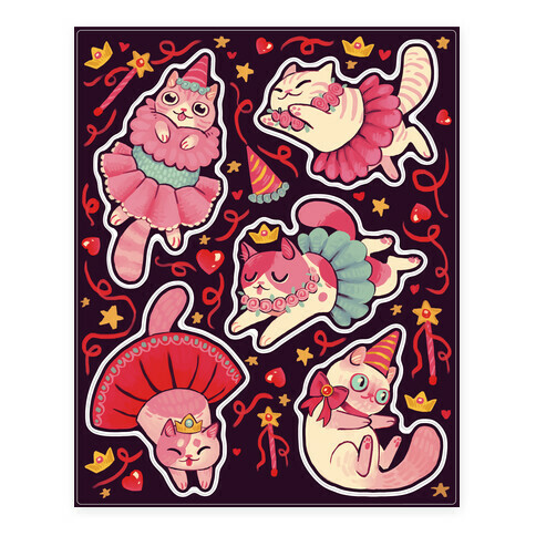 Cute Princess Cat  Stickers and Decal Sheet