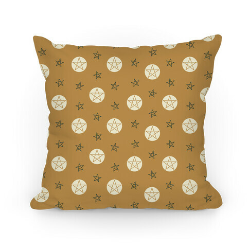 Yellow Wicca Pentacle Pattern Pillow