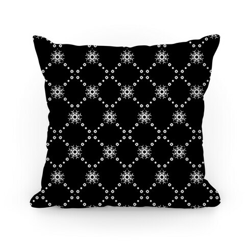 Black and White Snowflake Pattern Pillow