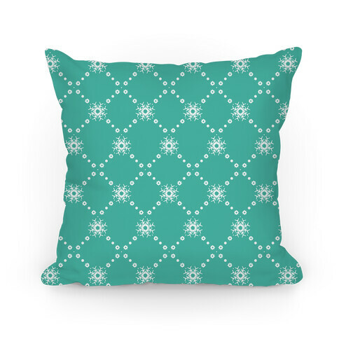 Turquoise Snowflake Pattern Pillow