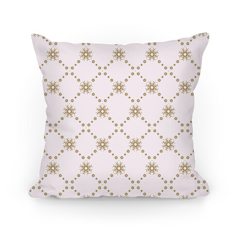 White and Gold Snowflake Pattern Pillow