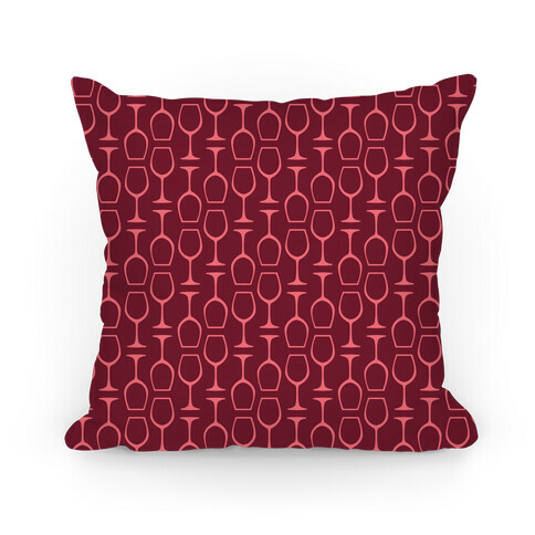 Red and Pink Wine Glasses Pattern Pillow