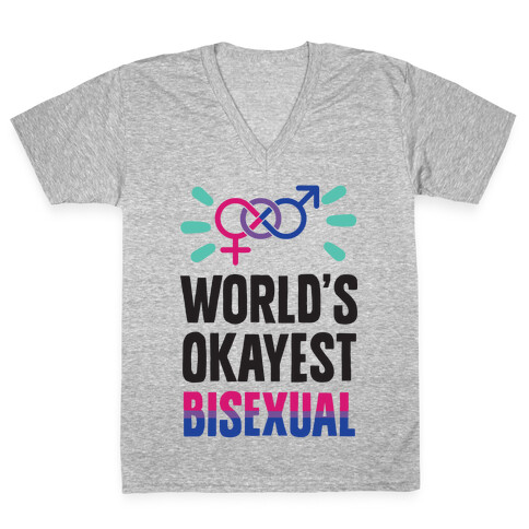 World's Okayest Bisexual V-Neck Tee Shirt